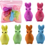 Pěnoví velikonoční zajíčci s třpytkami, barevní, 6 ks