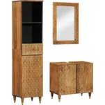 3dílná koupelnová sestava masivní mangovníkové dřevo