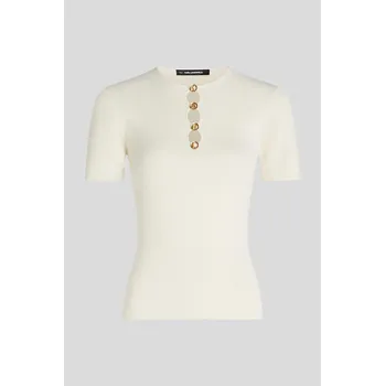 Dámský svetr SVETR KARL LAGERFELD KARL DAILY KNIT TOP CANNOLI CREAM