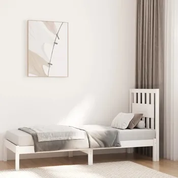 Postel Rám postele, bílá, masivní borovicové dřevo, 75x190 cm, jednolůžko
