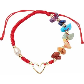 Náramek Macramé náramek čakrový červená šňůrka obvod cca 16 až 25 cm