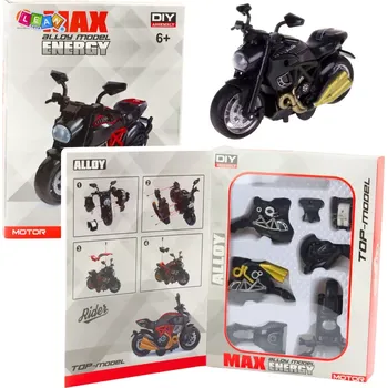 autíčko Kovový model motocyklu k sestavení 1:14, černý se zlatými prvky