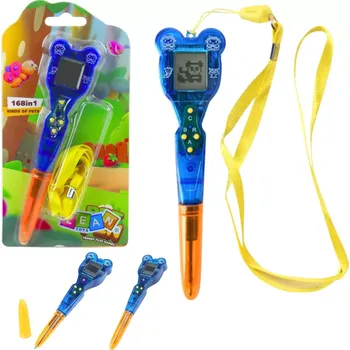 Elektronické pero s mini konzolí 168 v 1 se šňůrkou, oranžovo‑modré