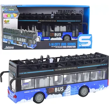 autíčko Patrový městský autobus 1:16 s pohonem, světly a zvuky – modrý