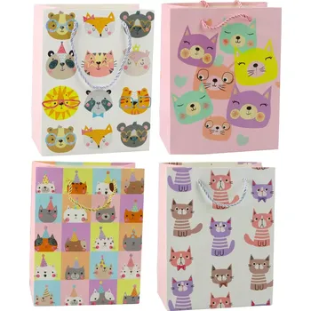 Dárková taška Papírová dárková taška s kočičkami brokátová 23 x 18 x 10,5 cm