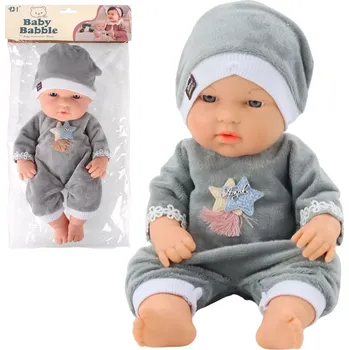 Panenka Panenka miminko v šedém pyžámku s čepičkou 30 cm
