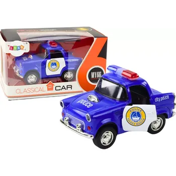 autíčko Klasické modré policejní auto s pohonem, světly a zvuky 1:38