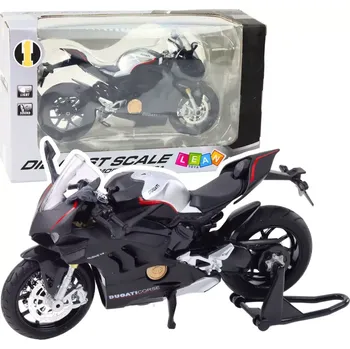 autíčko Kovový sportovní motocykl 1:12 s osvětlením a zvuky – černý V4