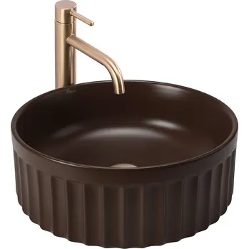 Umyvadlo Keramické umyvadlo na desku REA DUO, hnědá mat