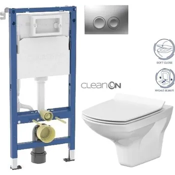WC sada GEBERIT DuofixBasic s matným tlačítkem DELTA21 + WC CERSANIT CLEANON CARINA + SEDÁTKO 458.103.00.2 21MA CA3