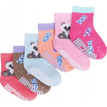 Ponožky dívčí ponožky s ABS protiskluzem, polofroté BALENÍ 6 KUSŮ, velikost 23-26 YOCLUB