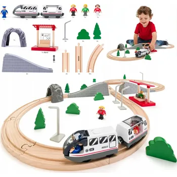 Dřevěná hračka KOLEJKA DREWNIANA ÓSEMKA Z LOKOMOTYWĄ – KLASICKÁ HRAČKA PRO DĚTI