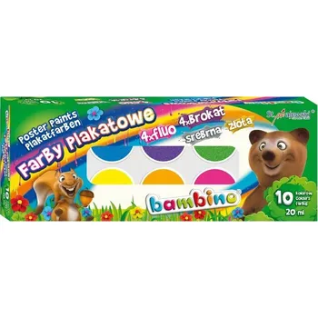 Vodová barva Bambino plakátové barvy dekorativní 10 barev fluo s brokátovým efektem