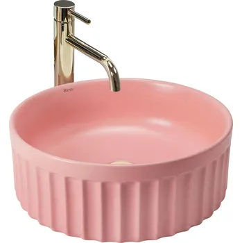 Keramické umyvadlo na desku REA DUO, růžová mat