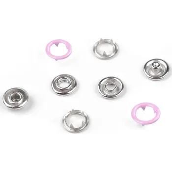 Knoflíky stiskací Roland Baby Ø10 mm na slabé látky, barevný lak, malé, 4 růžová sv.