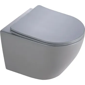 Klozet BPS-koupelny Závěsná WC mísa se SoftClose sedátkem HYD-7600, šedá mat