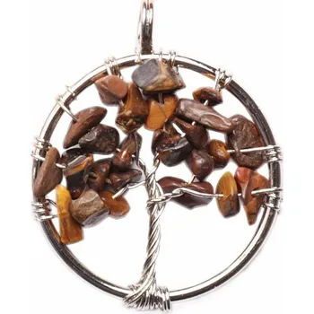 Drahý kámen Tygří oko přívěsek Strom života 3 cm velikost cca 3 cm