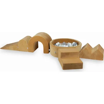 Dětské hřiště Pěnové dětské hřiště s kulatým bazénkem 90x30 Velvet Soft Carmel + 5 dílů