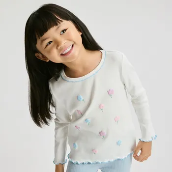 Reserved - Žebrované tričko s potiskem - krémová - 882HT-01X - 882HT-01X-80