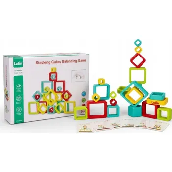 Dřevěná hračka BALANČNÍ SKLÁDAČKA GEOMETRICKÁ DŘEVĚNÁ VZDĚLÁVACÍ HRA HRAČKA 3+