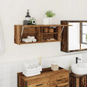 Koupelnový nábytek Závěsná koupelnová skříňka, staré dřevo, 80x25x30 cm