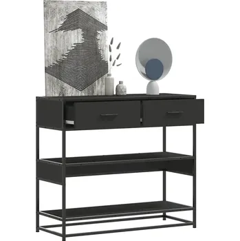 Konferenční stolek Konzolový stolek, černý, 90x35x80 cm, dřevěný kompozit