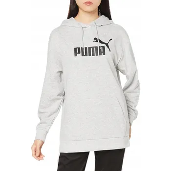 Dámská mikina Mikina Puma šedá bavlněná s kapucí s dlouhým rukávem M