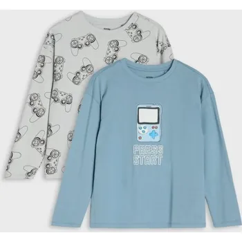 Chlapecké tričko Sinsay - Bavlněná trička s potiskem 2 pack - mid blue - 575DN-52X - 575DN-52X-116