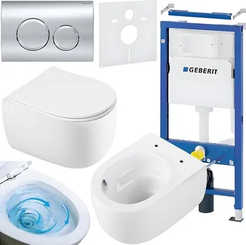 Klozet BPS-koupelny Podomítkový modul Geberit DuoFix s WC mísou LE-WH-TR-03 + ovládací tlačítko Delta 20 chrom
