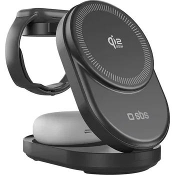 SBS Qi2 Folding 3-in-1, 25 W (TEWIRFOLD3IN1QI225W) černá