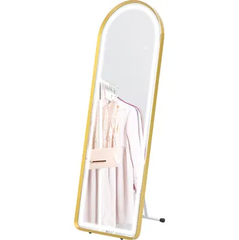 Zrcadlo HOMCOM Zrcadlo po celé délce se stmívatelným LED světlem, nástěnné a stojací zrcadlo, šatní zrcadlo s dotykovým spínačem, zlaté 47x146 cm | Aosom.de