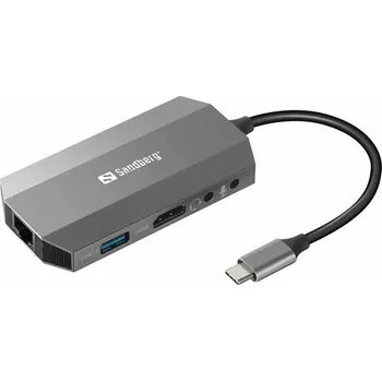 Sandberg mini HUB USB-C, 6v1, HDMI + SD + USB + 3,5 mm jack + RJ45 + USB-C
