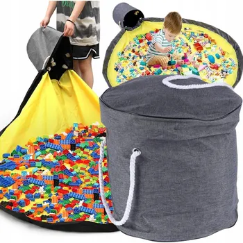 Úložný box Koš na hračky a kostky s podložkou, uzavíratelný box, organizér, vak