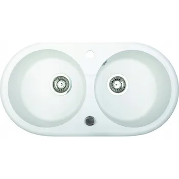 Granitový dřez Dvoukomorový granitový dřez Brenor Libra bílý