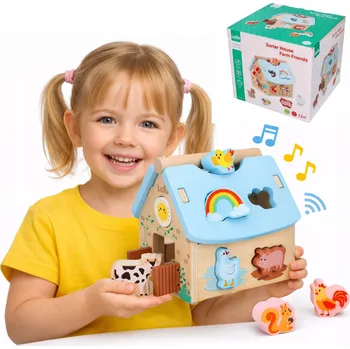 Dřevěná hračka DŘEVĚNÁ TŘÍDIČKA FARMA ZVÍŘÁTEK VZDĚLÁVACÍ HRAČKA PUZZLE PRO DĚTI 1