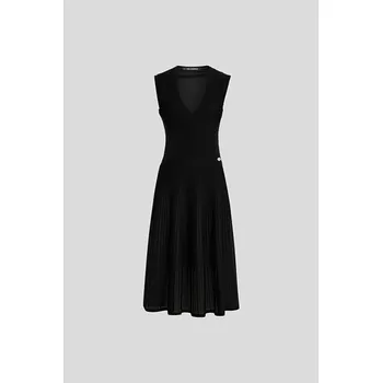 Dámské šaty ŠATY KARL LAGERFELD ELEGANT FLOCK KNIT DRESS BLACK