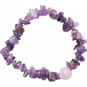 Náramek Ametyst náramek sekaný s korálkem růženínu obvod cca 16 až 22 cm