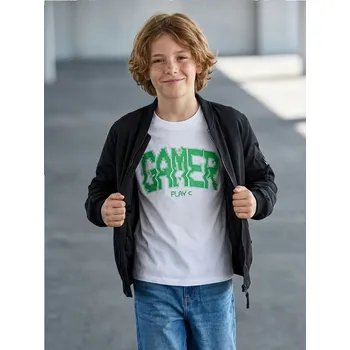 Chlapecké tričko Sinsay - Bavlněné tričko s nápisem - bílá - 294GW-00X - 294GW-00X-158