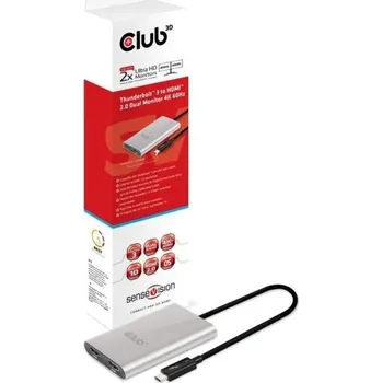 USB hub Club3D Adaptér Thunderbolt 3 na 2x HDMI