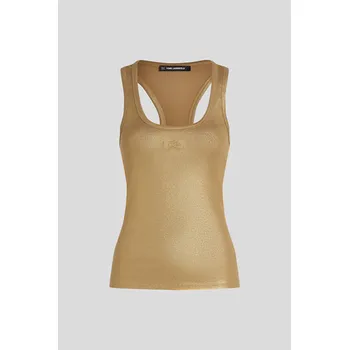 TOP KARL LAGERFELD COATED RIBBED TANK TOP LIGHT GOLD