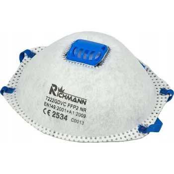 Plynová maska POLOMASKA OCHRANNÁ MASKA NA OBLIČEJ A NOS S VENTILEM + UHLÍKOVÝ FILTR CE FFP2