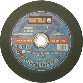 Řezný kotouč Kotouč řezný 230x1,9x22 na ocel a nerez 50 ks v bal.