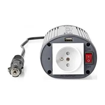 Stavebniny Nedis PIMS15012E - Měnič, Modifikovaná Sinusová Vlna | 12 V DC – 230 V AC | 150 W | 1x Zemnicí Kolík / 1x USB Výstup