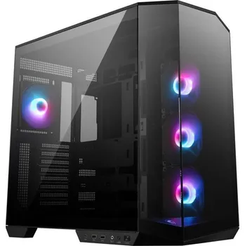 Počítač MSI skříň MAG PANO 100R PZ Black/ bez zdroje/ levé a přední sklo/ 4x 120 mm A-RGB fan/ 1x USB-C/ 1x USB3.2/ černá