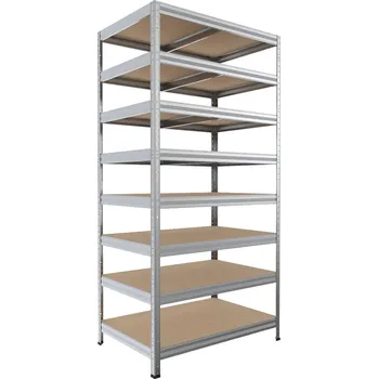 Dílenský regál Kovový regál do spíže Biedrax 60 x 60 x 210 cm, pozinkovaný - 8 polic MDF