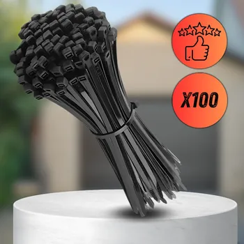 Camerazar Černé nylonové kabelové pásky 300x4.8mm 100 ks