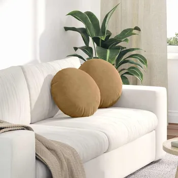 Polštáře na sedadla 2 pcs Hnědá Ø 40 x 13 cm samet