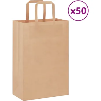 Dárková taška vidaXL Papírové tašky 50 ks s uchy hnědé 21x11x31 cm