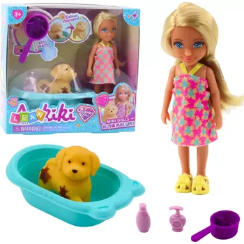 Panenka Set panenka se psem do koupele s interaktivními doplňky