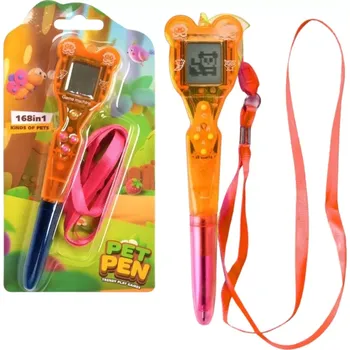 Elektronické pero s hrami 168 v 1 se šňůrkou – růžovo‑oranžové
